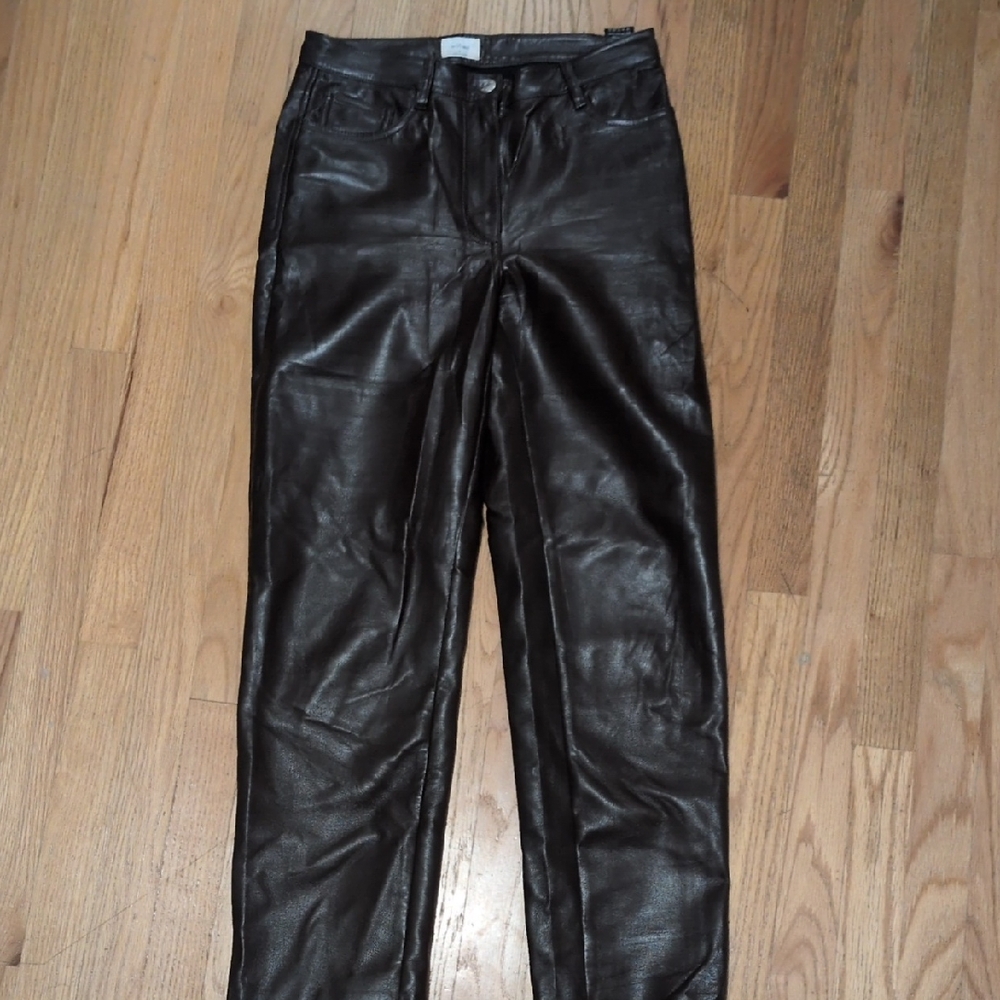 Wilfred Dark Brown Straight Leg Leather Jeans